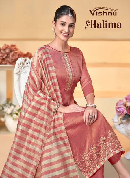 Halima By Vishnu Banarasi Silk Dress Material 